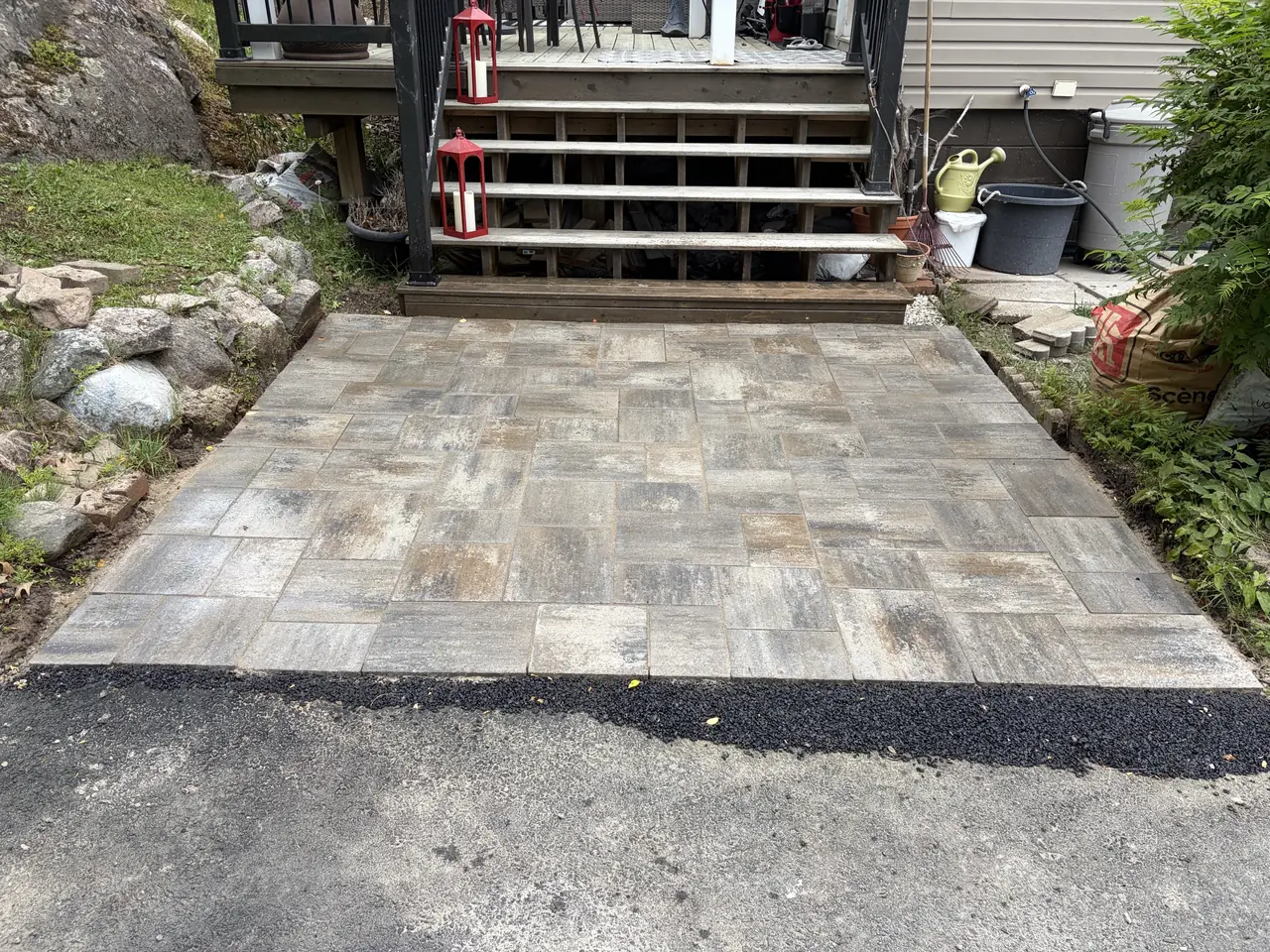 Deck landing and steps built by Edwards Landscape and Construction in North Bay