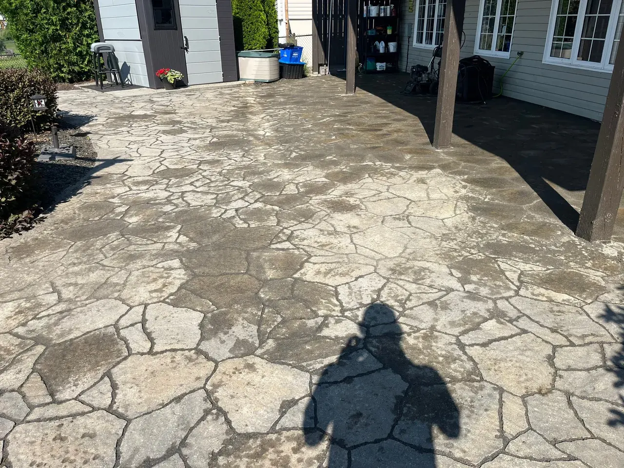 Edwards Landscape and Construction flagstone patio and landscaping on a Northern Ontario property