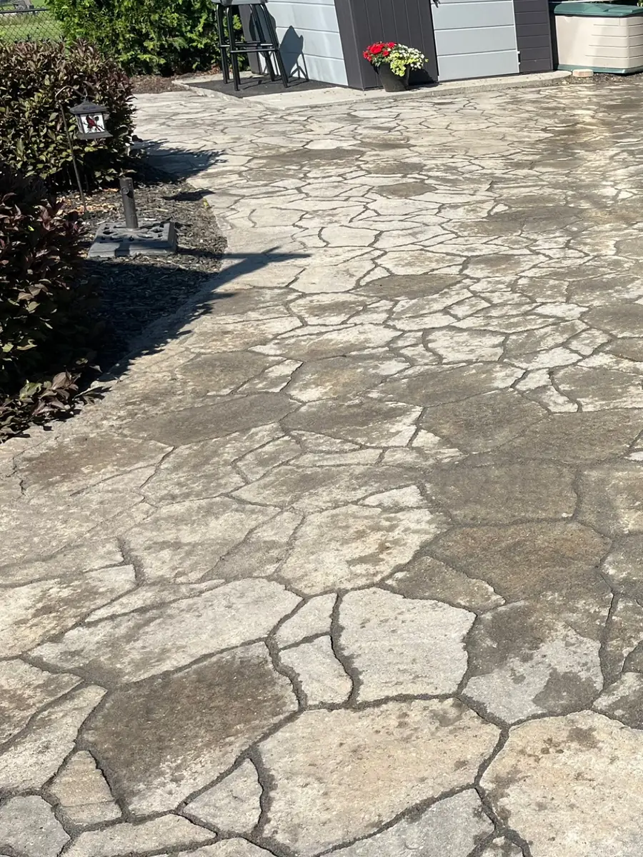Natural flagstone patio built by Edwards Landscape and Construction in the North Bay area